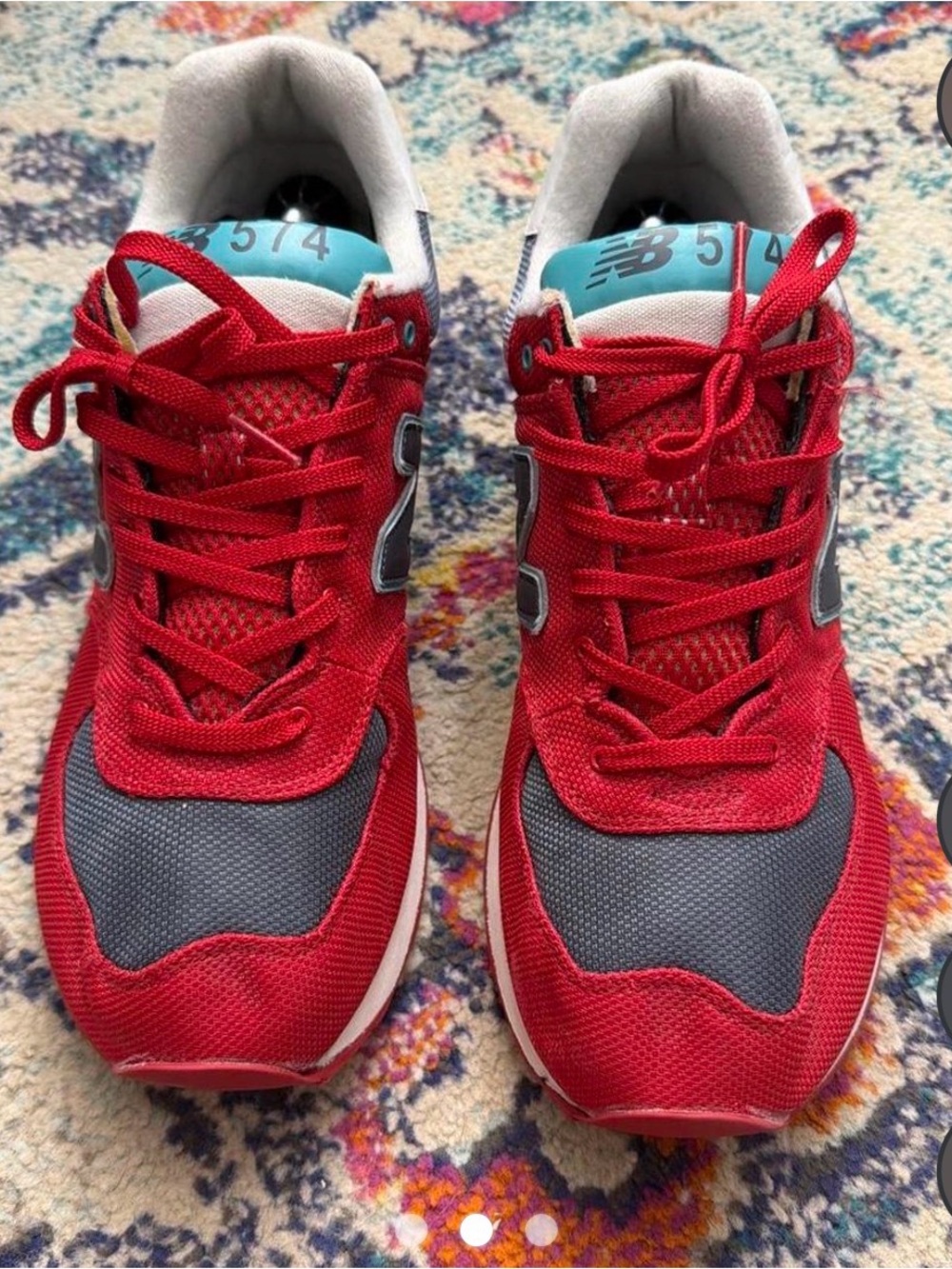 New Balance Red and Gray 574 Inspired Athletic Sneakers